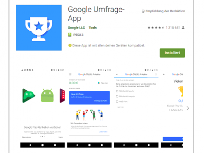 Google Umfrage App für Android